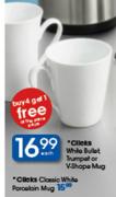 Clicks White Bullet Trumpot Or V-Shape Mug Each