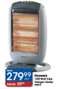Pineware PHH15 1200W 3-Bar Halogen Heater Each