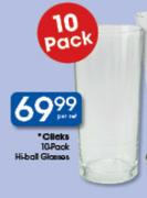 Clicks 10-Pack Hi-Ball Glasses-Per Set