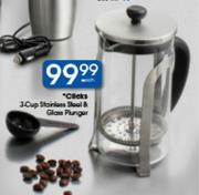Clicks 3-Cup Stainless Steel & Glass Plunger Each