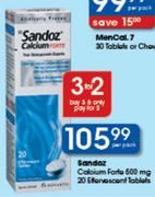 Sandoz Calcium Forte 500mg Effervescent Tablets-20's