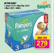 Pampers Active Baby Junior-111's/Maxi Plus-120's/Maxi-132's/Midi's Per Pack