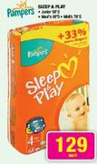 Pampers Sleep & Play Junior-58's/Maxi-68's/Midi-78's Each