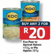 Koo Pear Or Apricot Halves-410g Or Pie Apples-385g Each