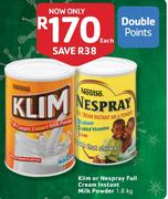 Klim Or Nespray Full Cream Instant Milk Powder-1.8kg