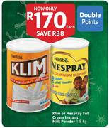 Klim Or Nespray Full Cream Instant Milk Powder-1.8 Kg Each