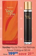 Yardley You're The Fire Female Spray Cologne-50Ml