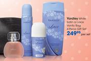 Yardley White Satin Or Lace Vanity Bag 4 Piece Gift Set-Per Set
