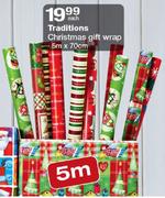 Traditions Christmas Gift Wrap-5mx70cm Each