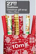 Traditions Christmas Gift Wrap-10mx70cm Each