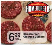 Homeburger Assorted Burgers-100g