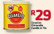 ClearLite Citronella Candle In Tin