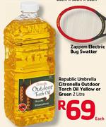 Republic Umbrella Citronella Outdoor Torch Oil Yellow Or Green-2ltr 