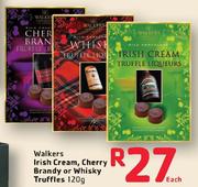 Walkers Irish Cream, Cherry Brandy Or Whisky Truffles- 120g Each