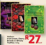 Walkers Lrish Cream, Cherry Brandy Or Whisky Truffles-120g Each