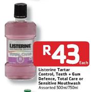 Listerine Tartar Control, Teeth+Gum Defence, Total Care Or Sensitive Mouthwash Assorted-500ml/750ml