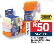 Addis Microfibre Sponge & Microfibre Cloth - 4 Pack