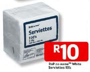 PnP No Name White Serviettes-100's