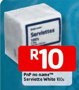 PnP No Name Serviette White-100's Pack