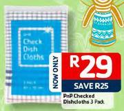 PnP Checked Dish Cloths-3's Pack