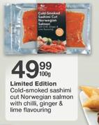 Limited Edition Cold-Smoked Sashimi Cut Norwegian Salmon With Chilli, Ginger & Lime Flavouring-100g