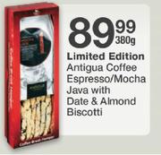 Limited Edition Antigua Coffee Espresso/Mocha Java With Date & Almond Biscotti-380g