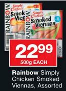 Rainbow Simply Chicken Smoked Viennas Assorted-500g