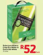 Robertson Winery Crisp Dry White Or Extra Lite White-3Ltr