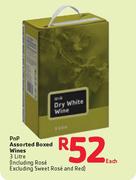 PnP Assorted Boxed Wines(Including Rose Excluding Sweet Rose & Red)-3 Ltr Each