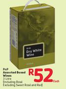 Pnp Assorted Boxed Wines-3Ltr(Including Rose Excluding Sweet Rose And Red)-Each