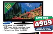 Samsung Full HD LED TV(102Cm)(UA40D5003)