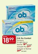 O.B Pro Comfort Tampons 16 Light Day Or Normal