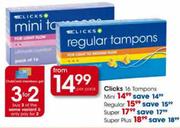 Clicks 16 Tampons Mini-3's