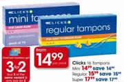 Clicks 16 Tampons Super-3's