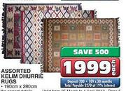 Assorted Kelim Dhurrie Rugs-190cm x 280cm each