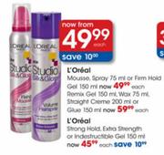L'Oreal Remix Gel-150ml, Wax-75ml, Straight Cream 200ml Or Glue-150ml
