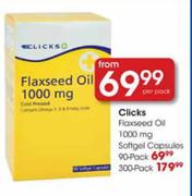 Clicks Flaxseed Oil 1000mg Softgel Capsules-90 Pack