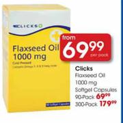 Clicks Flaxseed Oil 1000mg Softgel Capsules-300 Pack