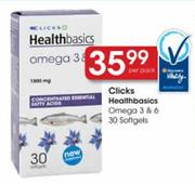 Clicks Healthbasics Omega 3 & 6 Softgels-30's