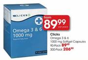 Clicks Omega 3 & 6 1000mg Softgel Capsules-300 Pack