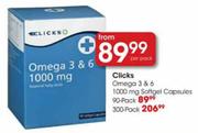Clicks Omega 3 & 6 1000mg Softgel Capsules-90 Pack
