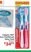 Colgate 360 Clean Toothbrush Value Pack-Medium