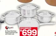 Tissolli 8-Piece Stainless Steel Cookware Set With Solid Lids