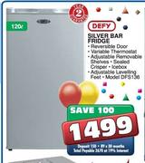 Defy Silver Bar Fridge-120 ltr
