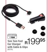 Tom Tom Fast Car Charger With Cable & Clips (82270)