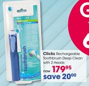 Clicks Rechargeable Toothbrush Deep Clean With 2 Heads