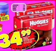 Huggies Dry Comfort Disposable Nappies-15/17/20/22's per pack each