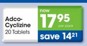Adco-Cyclizine-20 Tablets Per Pack