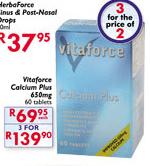 Vitaforce Calcium Plus 650mg Tablets-60's 
