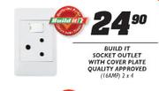 Build It Socket Outlet With Cover Plate (16AMP)- 2 x 4